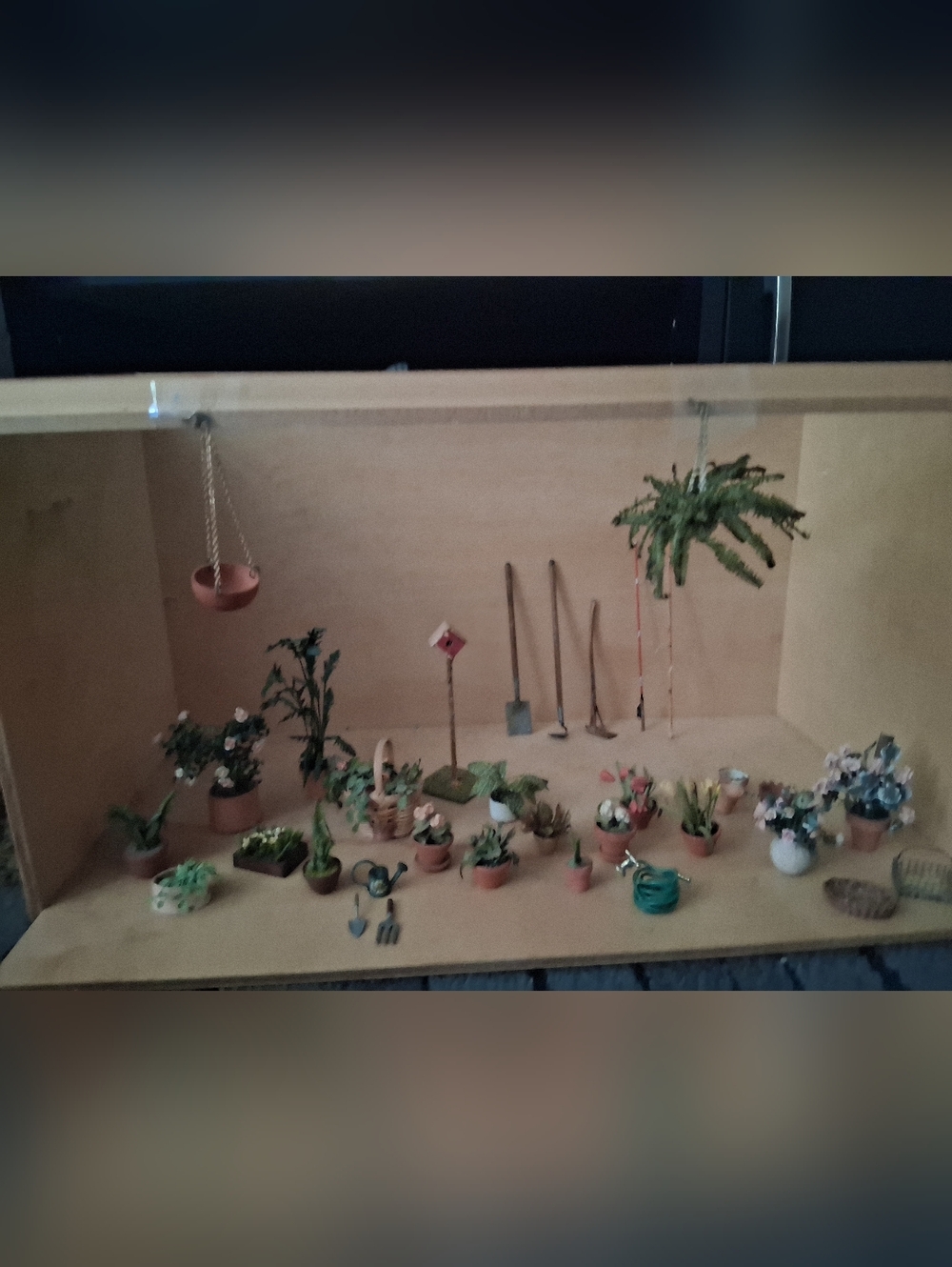 Huge Vintage Doll House Miniature Garden Tool Planter Set Hose Bird House